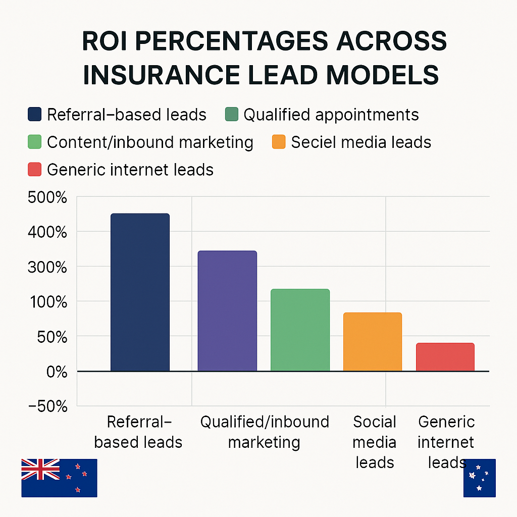 ROI percentages across five insurance lead models